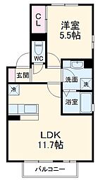 京成本線 京成大久保駅 徒歩11分の賃貸アパート 1階1LDKの間取り