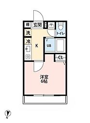 レジダリア新井宿 301 3階1Kの間取り