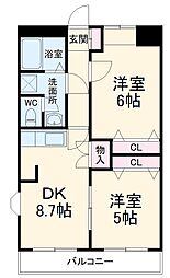 メゾン・ラフィール 2DKの間取図画像