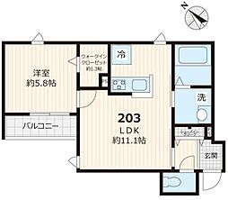 グランシャリオ 1LDKの間取図画像