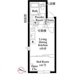 CASA PIAZZA 品川イースト 1LDKの間取図画像