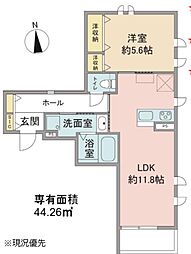 府中市白糸台4丁目マンション 1LDKの間取図画像