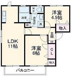 ピュアライト 2LDKの間取図画像