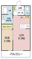 川越市砂新田4丁目アパート 1LDKの間取図画像