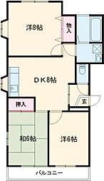 グレイス井上 3DKの間取図画像