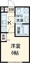 CasaDomani前原 1Kの間取図画像