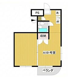 ツインズ向ヶ丘A 2Kの間取図画像