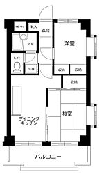 ライオンズマンション調布国領 2DKの間取図画像