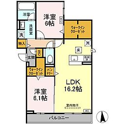 グラシオン 2LDKの間取図画像