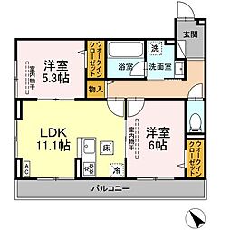D Paina 鴨居II 2LDKの間取図画像