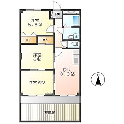 サンメゾンスギ 3DKの間取図画像