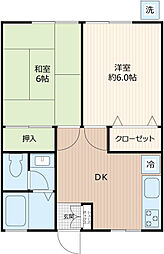 第2カワマコーポ 2DKの間取図画像