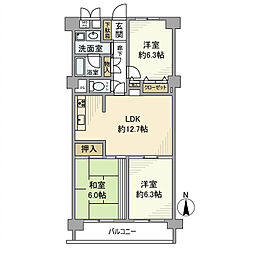 コープ野村浦和2号棟 3LDKの間取図画像