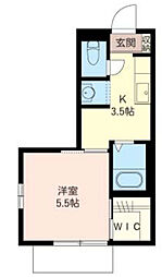 ツインパレスB 1Kの間取図画像
