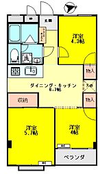 加昌マンション 3DKの間取図画像