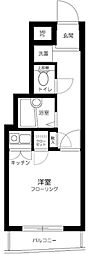クレアシオンイチガヤニシ ワンルームの間取図画像