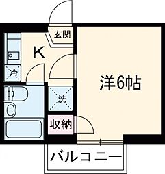 大岡山コーポ 1Kの間取図画像