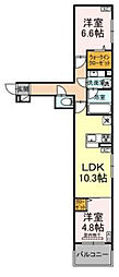 セレスティア谷中 2LDKの間取図画像