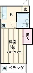 中里マンション 1Kの間取図画像