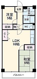 シャルム稲毛 2LDKの間取図画像