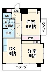 名古屋市営東山線 藤が丘駅 徒歩12分の賃貸マンション 1階2DKの間取り