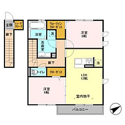 東葉高速鉄道 飯山満駅 徒歩11分の賃貸アパート 2階2LDKの間取り