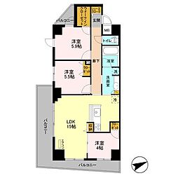 JR総武線 津田沼駅 徒歩13分の賃貸マンション 6階3LDKの間取り