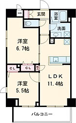 JR中央線 三鷹駅 バス5分 篠原病院入口下車 徒歩3分の賃貸マンション 5階2LDKの間取り