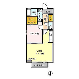 JR中央本線 新守山駅 徒歩16分の賃貸アパート 1階1LDKの間取り