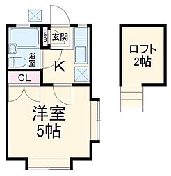クレストホームズ舞浜 2階1Kの間取り