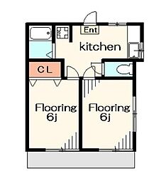 プレステージ幕張 2階2DKの間取り