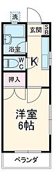 しばさきハイツ 1階1Kの間取り