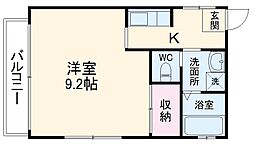 コトー谷津 1階1Kの間取り