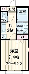 都営新宿線 一之江駅 徒歩10分の賃貸アパート 1階1Kの間取り