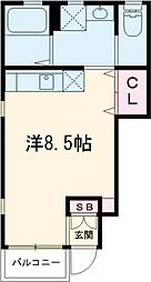 ヴィラージュ野口町 1階ワンルームの間取り