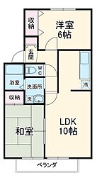 パルティール'95 2LDKの間取図画像