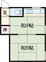 児玉荘 2階2Kの間取り