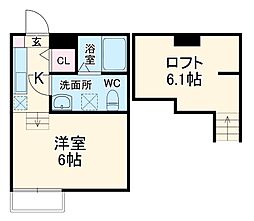 Ｐｒｉｍｏ検見川 2階1Kの間取り