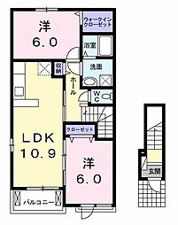グランパール鹿嶋2 2LDKの間取図画像