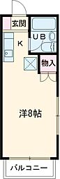 コーポ渡邊 2階ワンルームの間取り