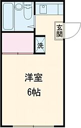 田代ハウス1号 2階1Kの間取り