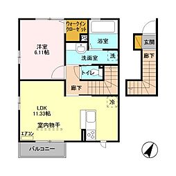 マノワールブリーズA 1LDKの間取図画像