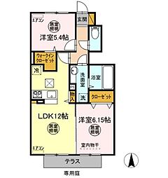 ピエスクレール 2LDKの間取図画像
