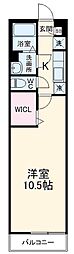 リブリ・貝塚 1階1Kの間取り