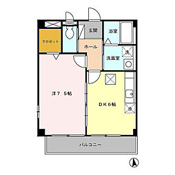 アルエット 1DKの間取図画像