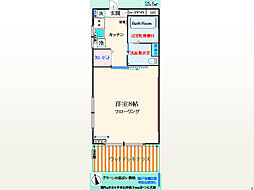 アゼールリドー 1Kの間取図画像