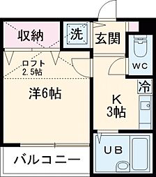 ｂ’ＣＡＳＡ　Ｍａｃｈｉｄａ 1階1Kの間取り