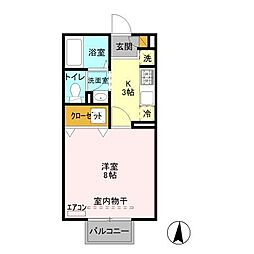 フォルトーナ木更津 1Kの間取図画像