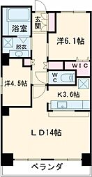 京王線 府中駅 徒歩2分の賃貸マンション 4階2LDKの間取り