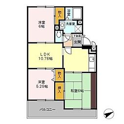 クレール清水 3階3LDKの間取り